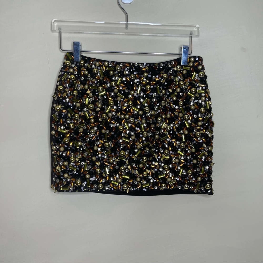 H&M SKIRT/BEADED ACCENTS IN GOLD,AMBER AND BLACK
